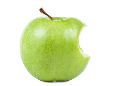 Green apple with bite - 133978841